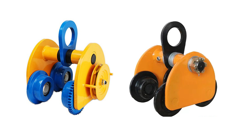 What are the differences between a geared trolley and a plain trolley?