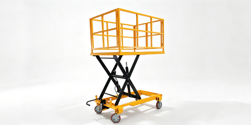 Why are guardrails installed on hydraulic lifting platform trucks?